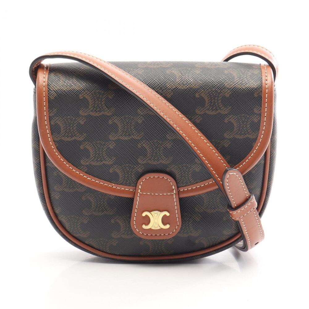 Celine Triomphe Mini Buzas Shoulder Bag/Handbag, Coated Canvas and Leather, W...